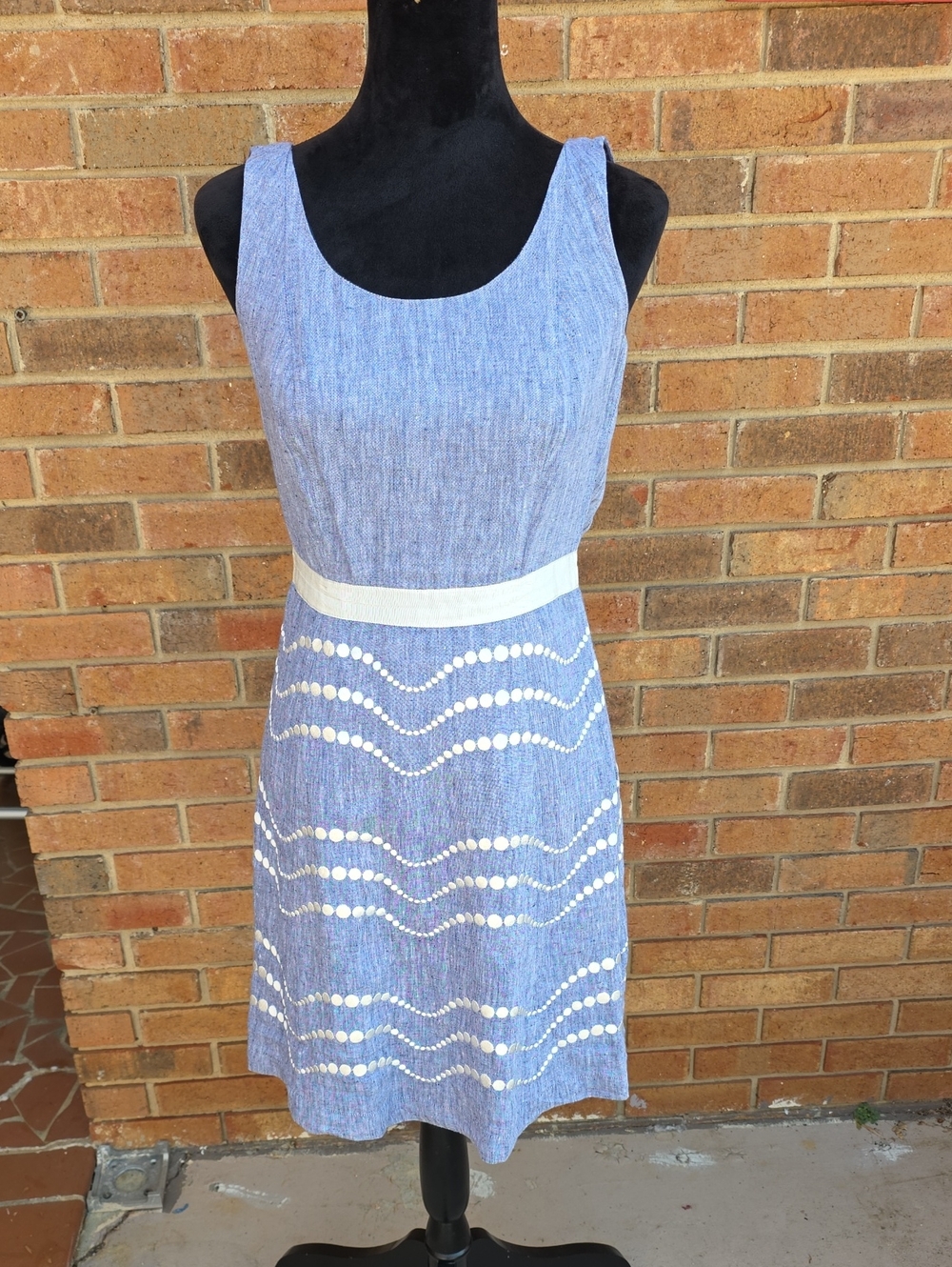 Boden Blue Sleeveless A-Line Embroidered Dress Size 2R